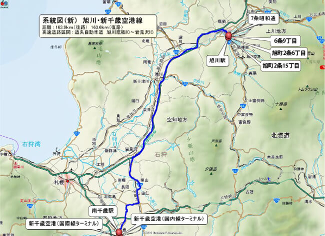 たいせつライナー運行路線図