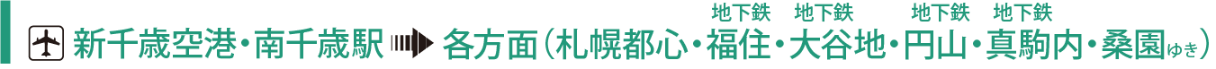 新千歳空港・南千歳駅→各方面（札幌都心・地下鉄 福住・地下鉄 大谷地・地下鉄 円山・地下鉄 真駒内・桑園 ゆき）